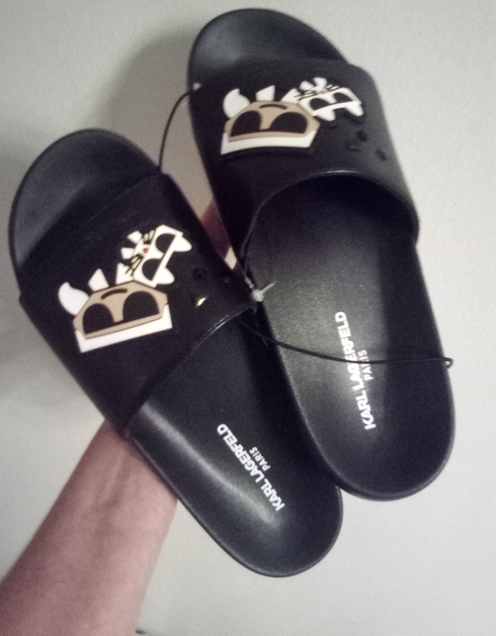 Karl Lagerfeld Black Cartoon Slides